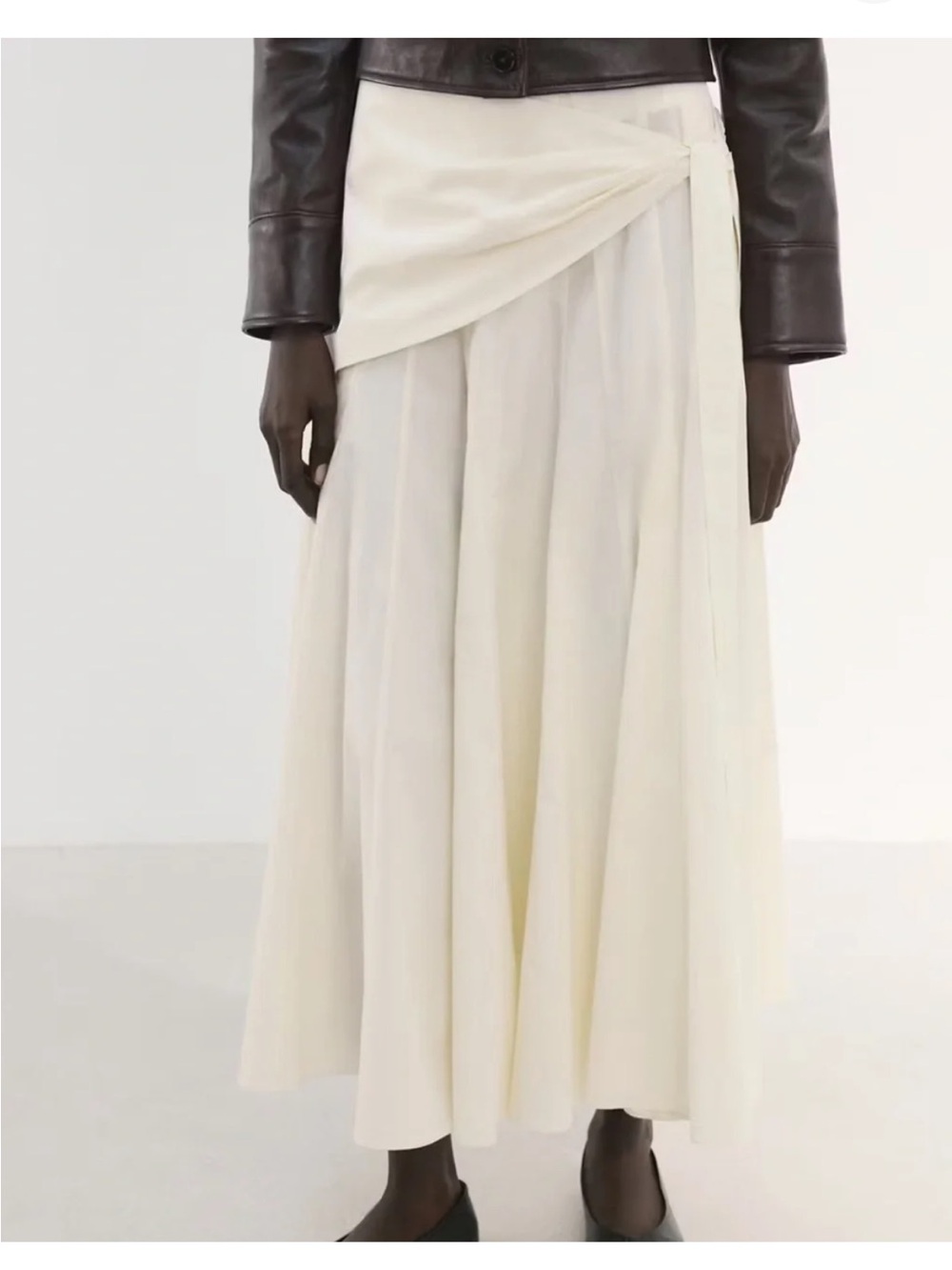 new Mango Milo’s paneled cotton maxi skirt in cream with wrap handkerchief